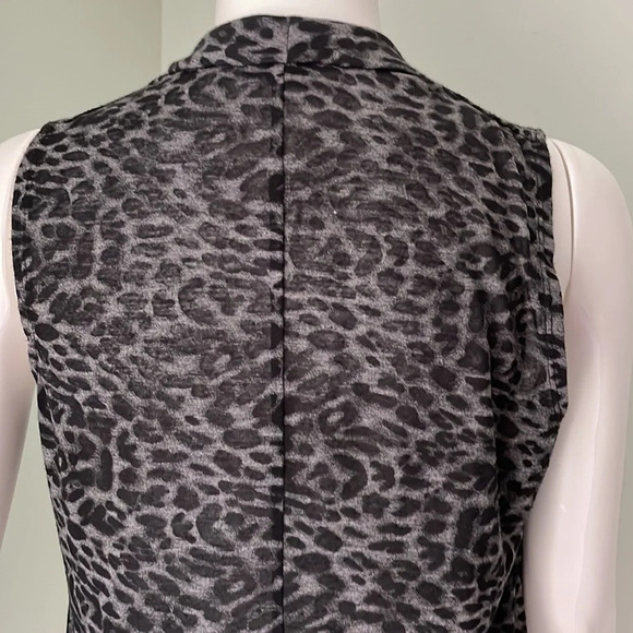 Theory Black & Gray Leopard Print Cowl Neck Tank Mobwife - Picture 5 of 7